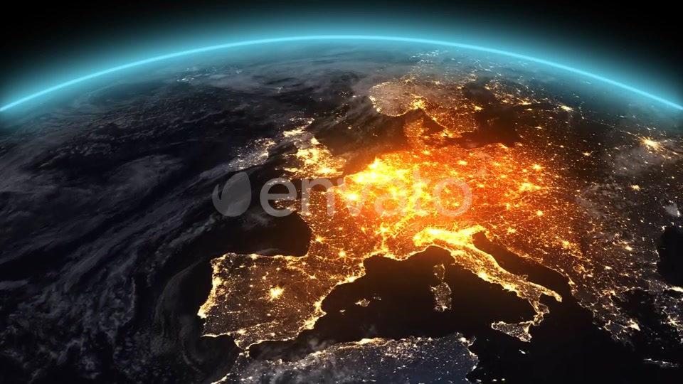 4K Earth Night Europe Videohive 21753891 Motion Graphics Image 3