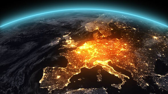 4K Earth Night Europe - 21753891 Videohive Download