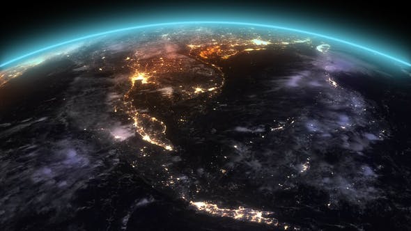 4K Earth Night Oceania South Asia - Videohive 21754359 Download