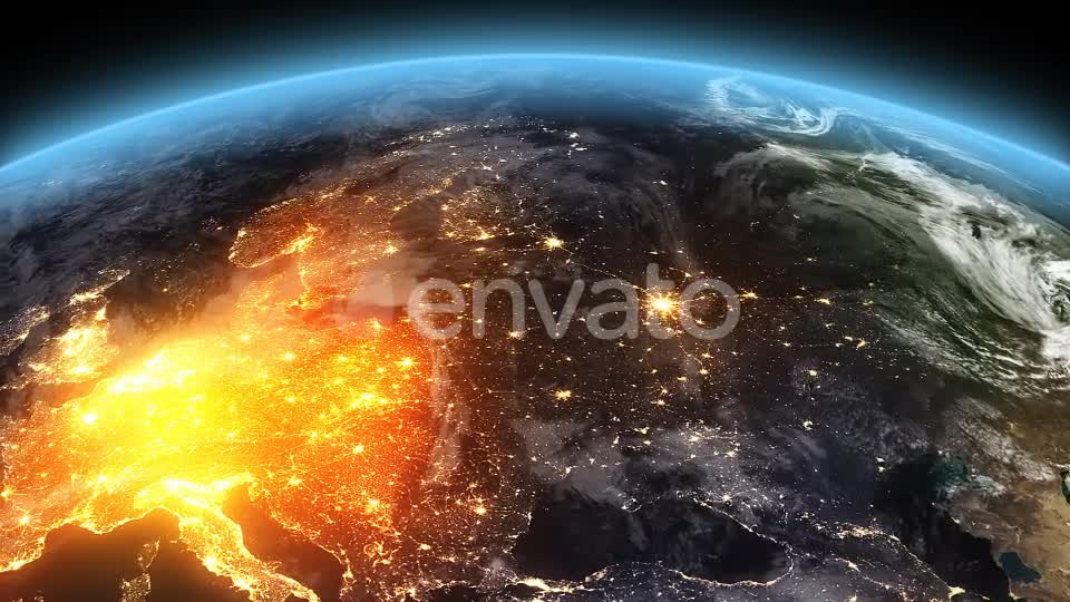 4K Earth Night to Day Sunrise Europe Videohive 21824289 Motion Graphics Image 1