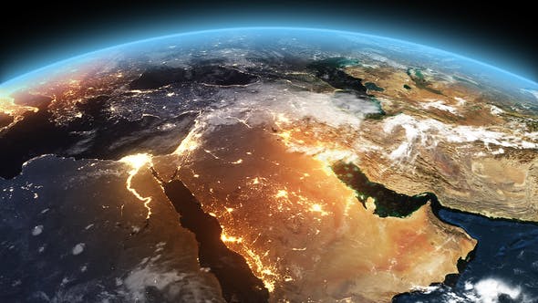 4K Earth Night to Day Sunrise Middle East - Videohive 21824273 Download