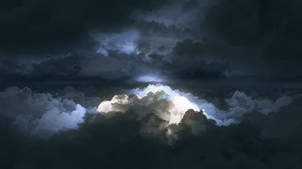 4K Flying Between Dark Storm Clouds with Lighnings - 22237235 Download Videohive