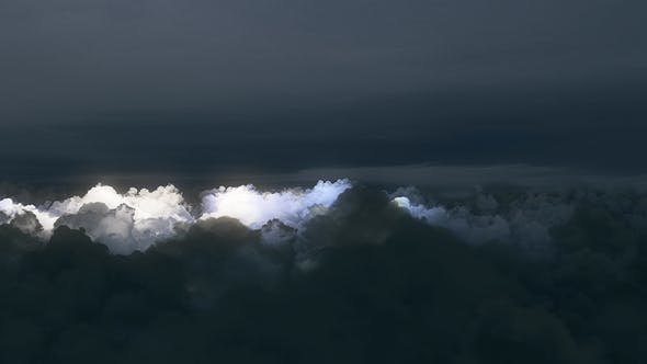 4K Flying Over Dark Storm Clouds with Lightning Strikes - Videohive Download 22095594