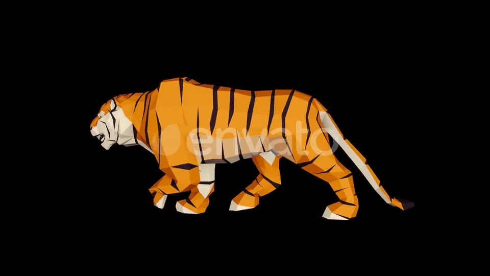 4K Low Poly Tiger Walk Videohive 23690543 Motion Graphics Image 2