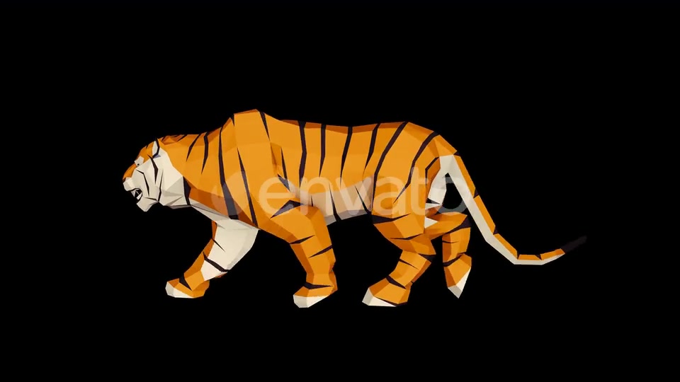 4K Low Poly Tiger Walk Videohive 23690543 Motion Graphics Image 5