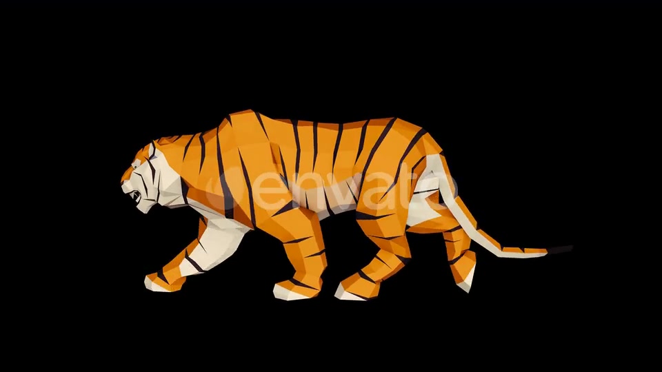4K Low Poly Tiger Walk Videohive 23690543 Motion Graphics Image 6