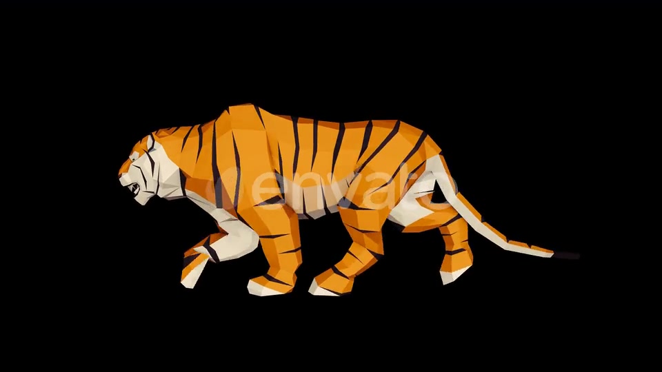 4K Low Poly Tiger Walk Videohive 23690543 Motion Graphics Image 7