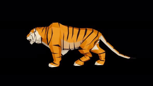 4K Low Poly Tiger Walk - Videohive 23690543 Download