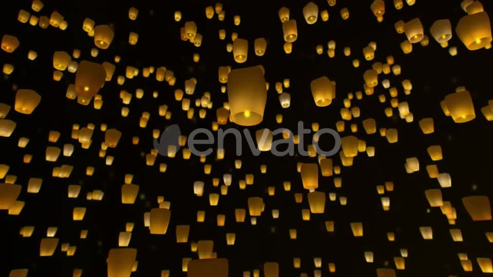 4K Sky Lanterns Flying at Night Videohive 23519002 Motion Graphics Image 1