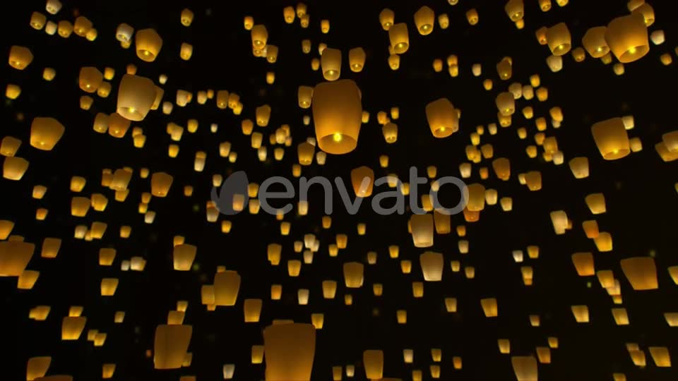 4K Sky Lanterns Flying at Night Videohive 23519002 Motion Graphics Image 2