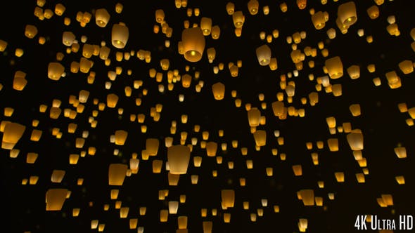 4K Sky Lanterns Flying at Night - 23519002 Videohive Download