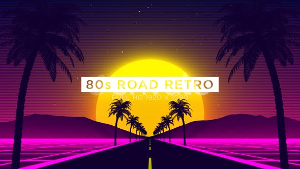 80s Road Retro VJ Loops Background - 22346341 Download Videohive