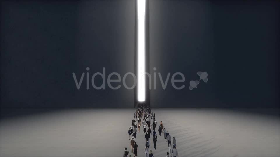A Large Group of People Walking to Light Corridor Videohive 19449142 Motion Graphics Image 1