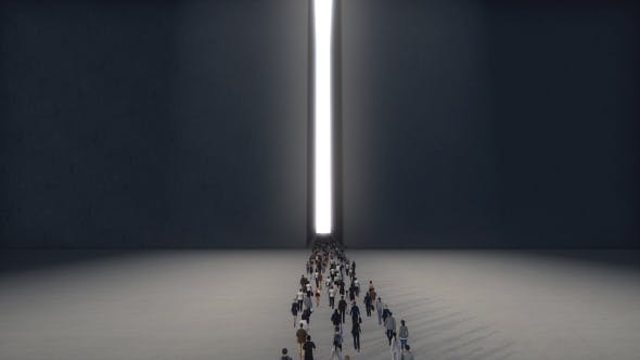 A Large Group of People Walking to Light Corridor - Videohive Download 19449142