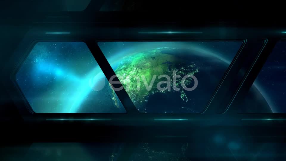 A Porthole Of A Ship Flying Up To Earth Videohive 22454972 Motion Graphics Image 1