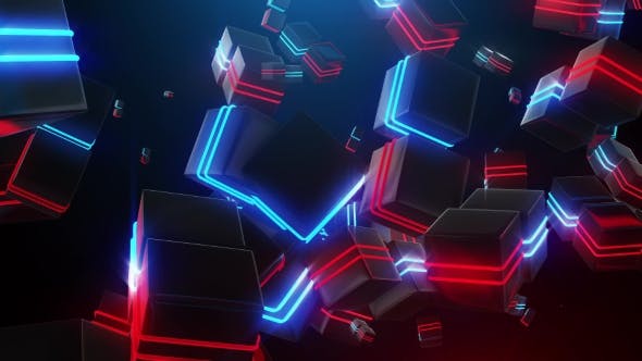 Abstract Blue and Red Neon Squares - Videohive Download 19976369