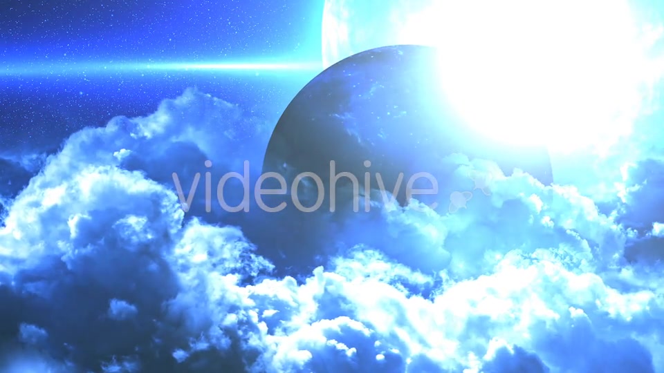 Abstract Blue Clouds in Space and Planet with the Big Blue Star on Background Videohive 21427820 Motion Graphics Image 10