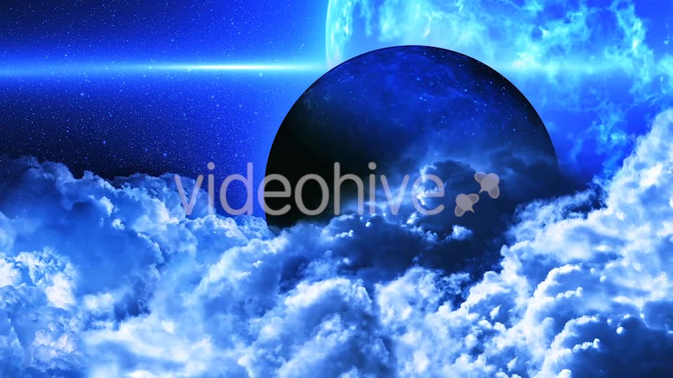 Abstract Blue Clouds in Space and Planet with the Big Blue Star on Background Videohive 21427820 Motion Graphics Image 2
