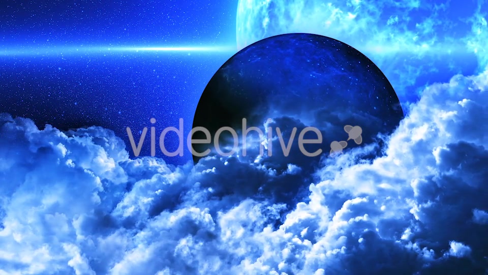 Abstract Blue Clouds in Space and Planet with the Big Blue Star on Background Videohive 21427820 Motion Graphics Image 3