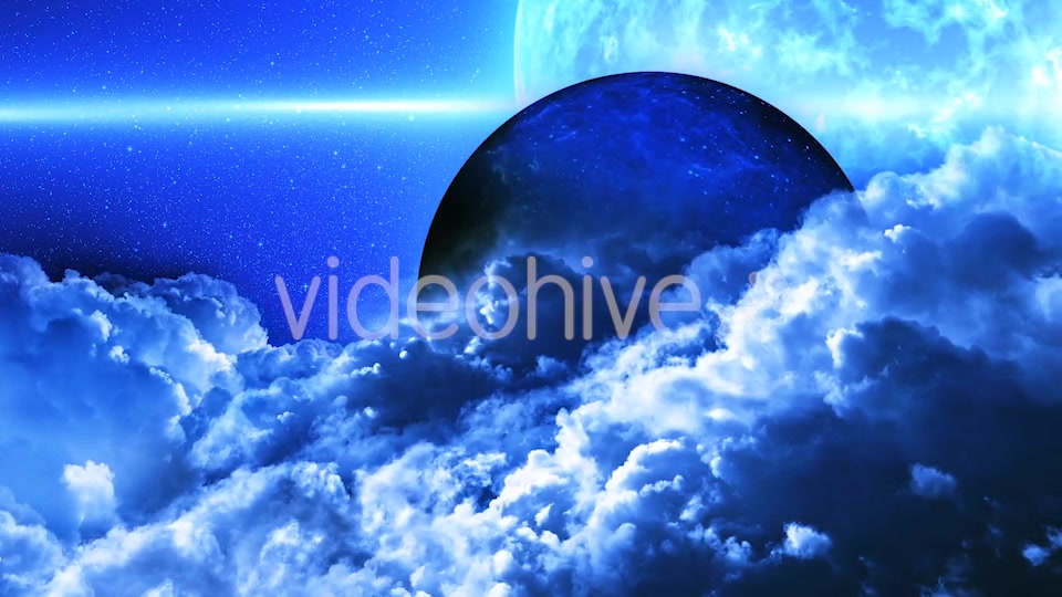 Abstract Blue Clouds in Space and Planet with the Big Blue Star on Background Videohive 21427820 Motion Graphics Image 4