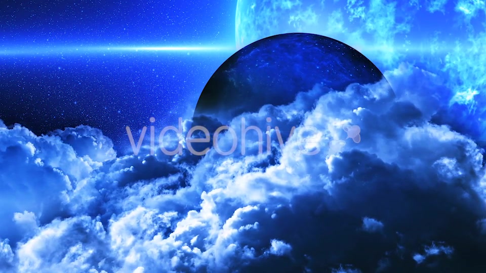 Abstract Blue Clouds in Space and Planet with the Big Blue Star on Background Videohive 21427820 Motion Graphics Image 5