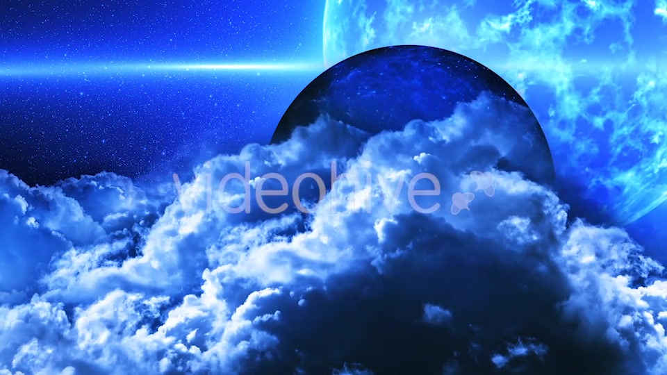 Abstract Blue Clouds in Space and Planet with the Big Blue Star on Background Videohive 21427820 Motion Graphics Image 6
