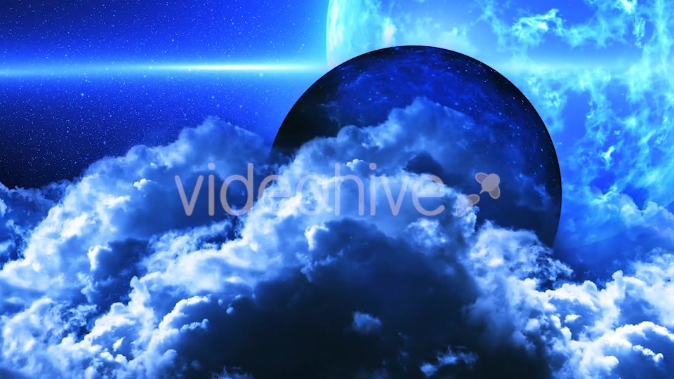 Abstract Blue Clouds in Space and Planet with the Big Blue Star on Background Videohive 21427820 Motion Graphics Image 7