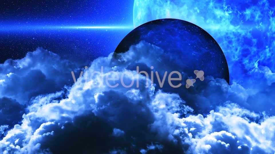 Abstract Blue Clouds in Space and Planet with the Big Blue Star on Background Videohive 21427820 Motion Graphics Image 8