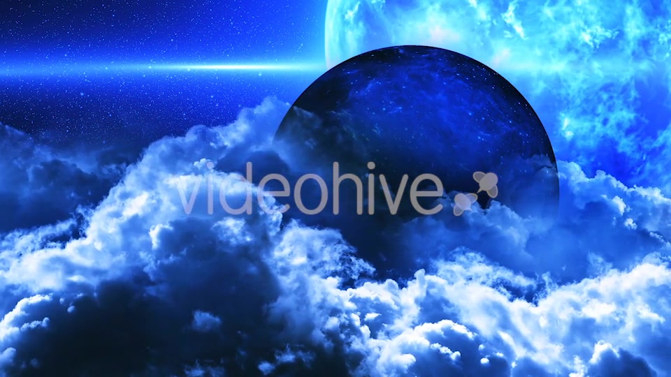 Abstract Blue Clouds in Space and Planet with the Big Blue Star on Background Videohive 21427820 Motion Graphics Image 9