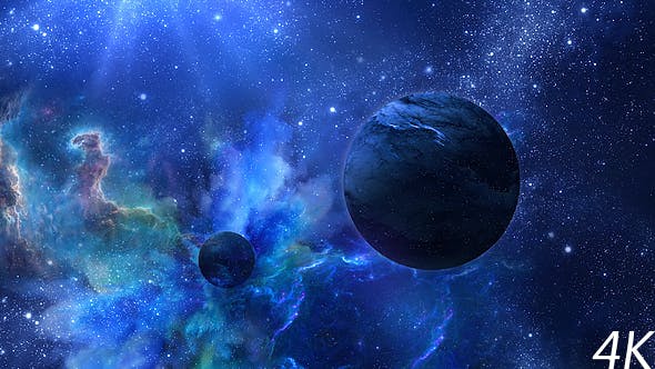 Abstract Blue Space Background with Planets and Shine of Star - 20901237 Videohive Download