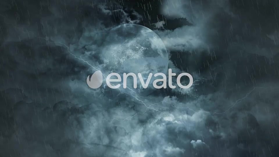 Abstract Dark Night Thunder Clouds with Lightning Strikes and Moon Videohive 23228185 Motion Graphics Image 5