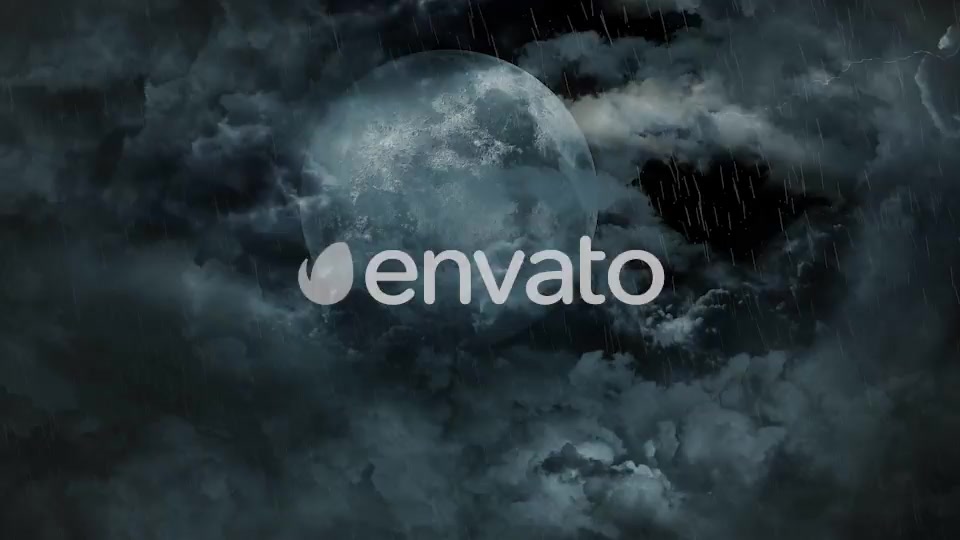 Abstract Dark Night Thunder Clouds with Lightning Strikes and Moon Videohive 23228185 Motion Graphics Image 7