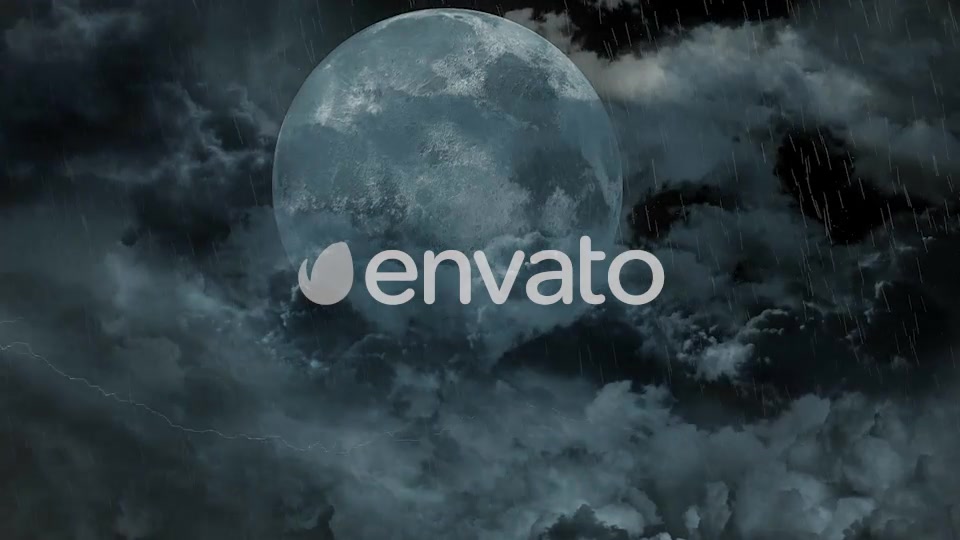 Abstract Dark Night Thunder Clouds with Lightning Strikes and Moon Videohive 23228185 Motion Graphics Image 9