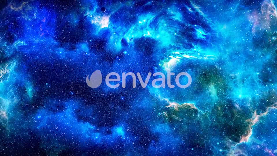 Abstract Nebula in Deep Space with Big Blue Star and Planets and Energy Flares Videohive 21872938 Motion Graphics Image 1