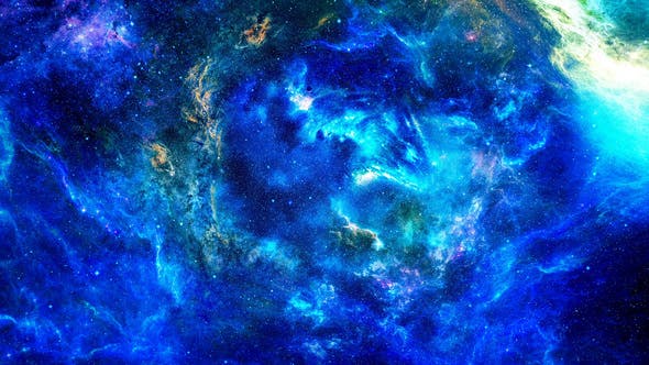 Abstract Nebula in Deep Space with Big Blue Star and Planets and Energy Flares - 21872938 Download Videohive