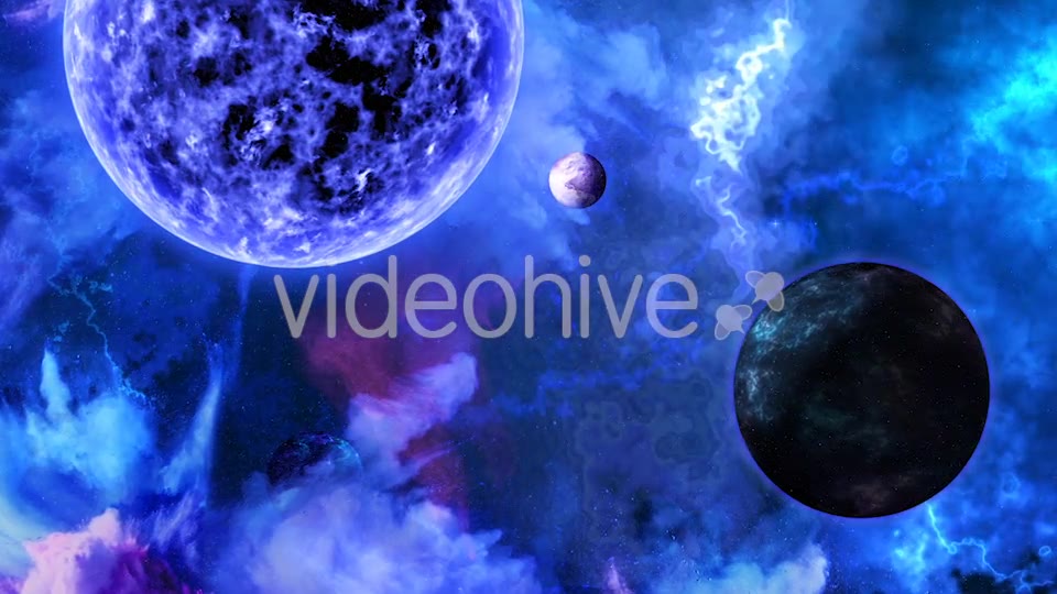 Abstract Nebula in Space with Big Blue Star and Planets and Energy Flares Videohive 21436957 Motion Graphics Image 10
