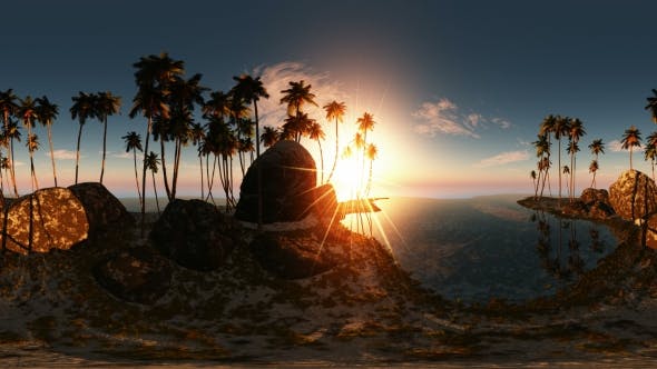 Aerial VR 360 Panorama of Tropical Island at Sunset - Videohive 19182336 Download