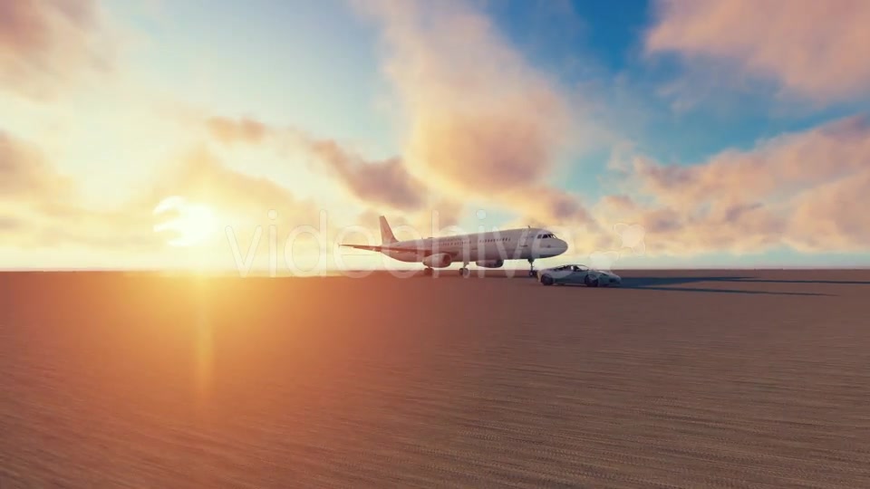 Airplane and car racing sunset Videohive 19831257 Motion Graphics Image 3