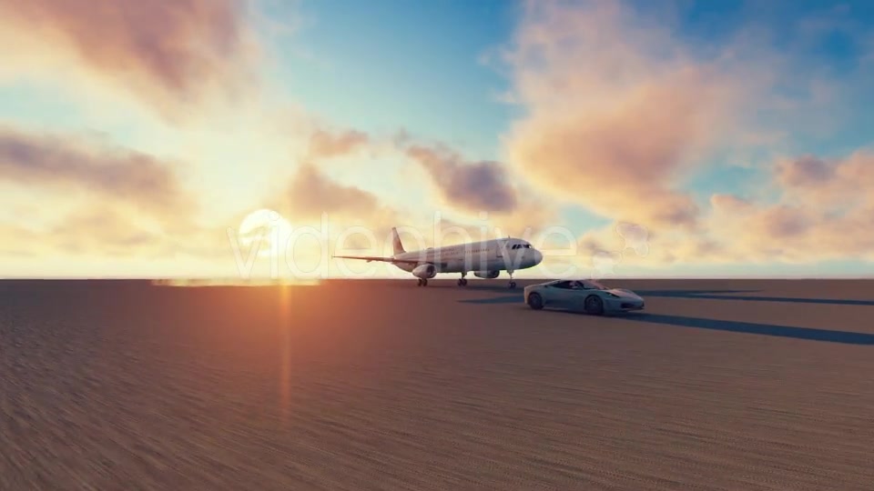 Airplane and car racing sunset Videohive 19831257 Motion Graphics Image 4