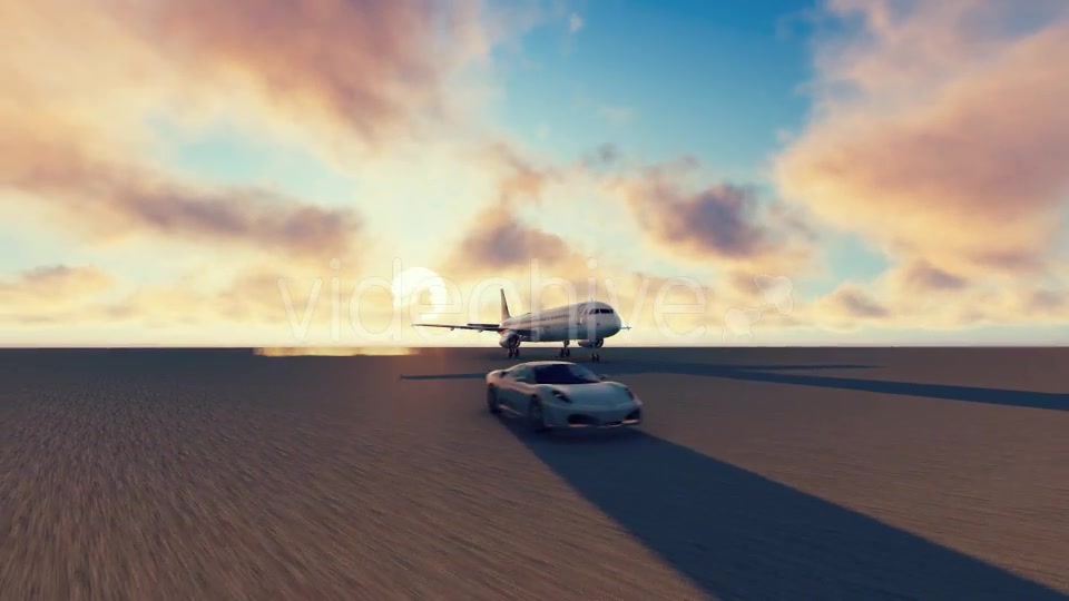 Airplane and car racing sunset Videohive 19831257 Motion Graphics Image 5
