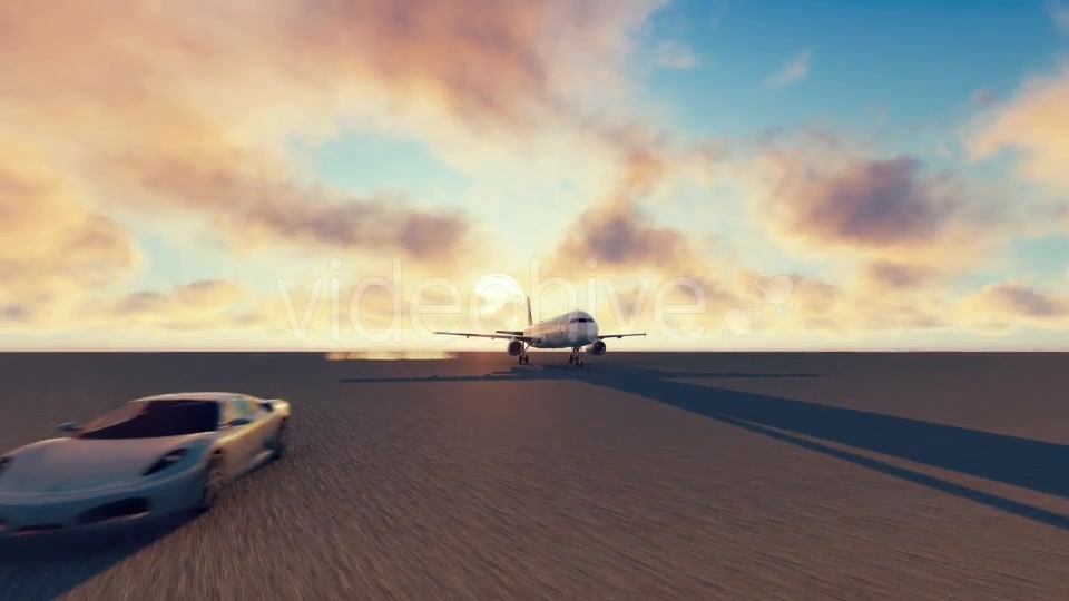 Airplane and car racing sunset Videohive 19831257 Motion Graphics Image 6