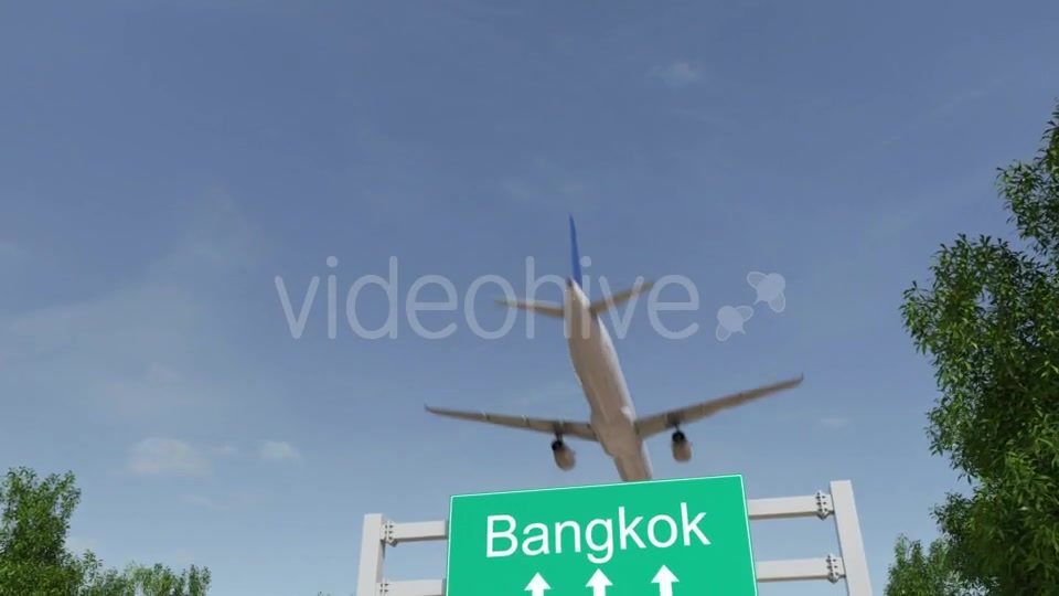 Airplane Arriving To Bangkok Airport Travelling To Thailand Videohive 19728676 Motion Graphics Image 2