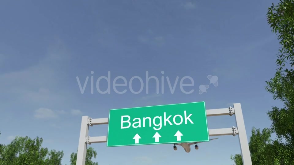 Airplane Arriving To Bangkok Airport Travelling To Thailand Videohive 19728676 Motion Graphics Image 3