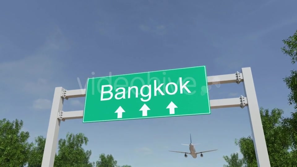 Airplane Arriving To Bangkok Airport Travelling To Thailand Videohive 19728676 Motion Graphics Image 4