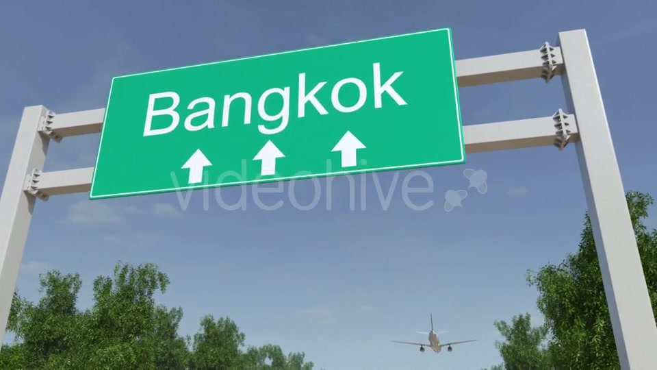 Airplane Arriving To Bangkok Airport Travelling To Thailand Videohive 19728676 Motion Graphics Image 5