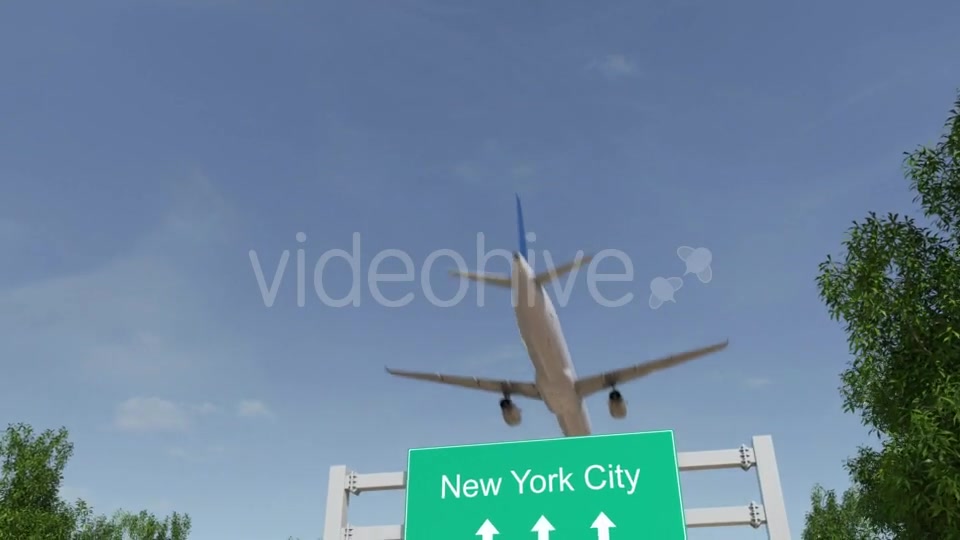Airplane Arriving To New York City Airport Travelling To United States Videohive 19731161 Motion Graphics Image 2