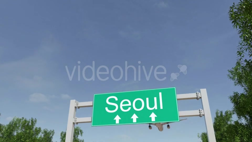 Airplane Arriving To Seoul Airport Travelling To South Korea Videohive 19731785 Motion Graphics Image 3