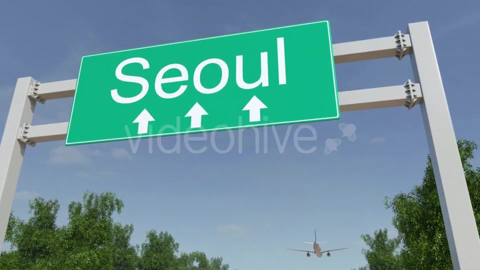 Airplane Arriving To Seoul Airport Travelling To South Korea Videohive 19731785 Motion Graphics Image 5