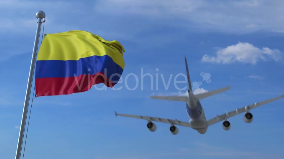 Airplane Flying Over Waving Flag of Colombia Videohive 21080376 Motion Graphics Image 2