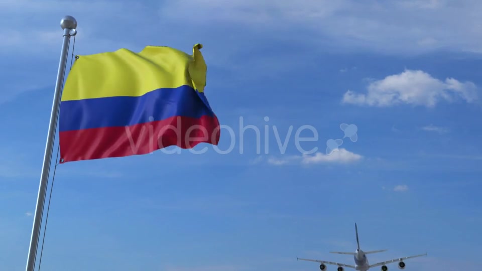 Airplane Flying Over Waving Flag of Colombia Videohive 21080376 Motion Graphics Image 3